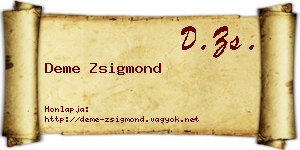 Deme Zsigmond névjegykártya